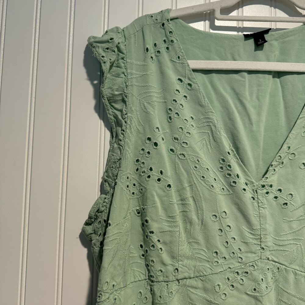 Torrid Mint Green Eyelet Lace Top Ruffled Sleeves Plus Size 3X - Picture 3 of 6